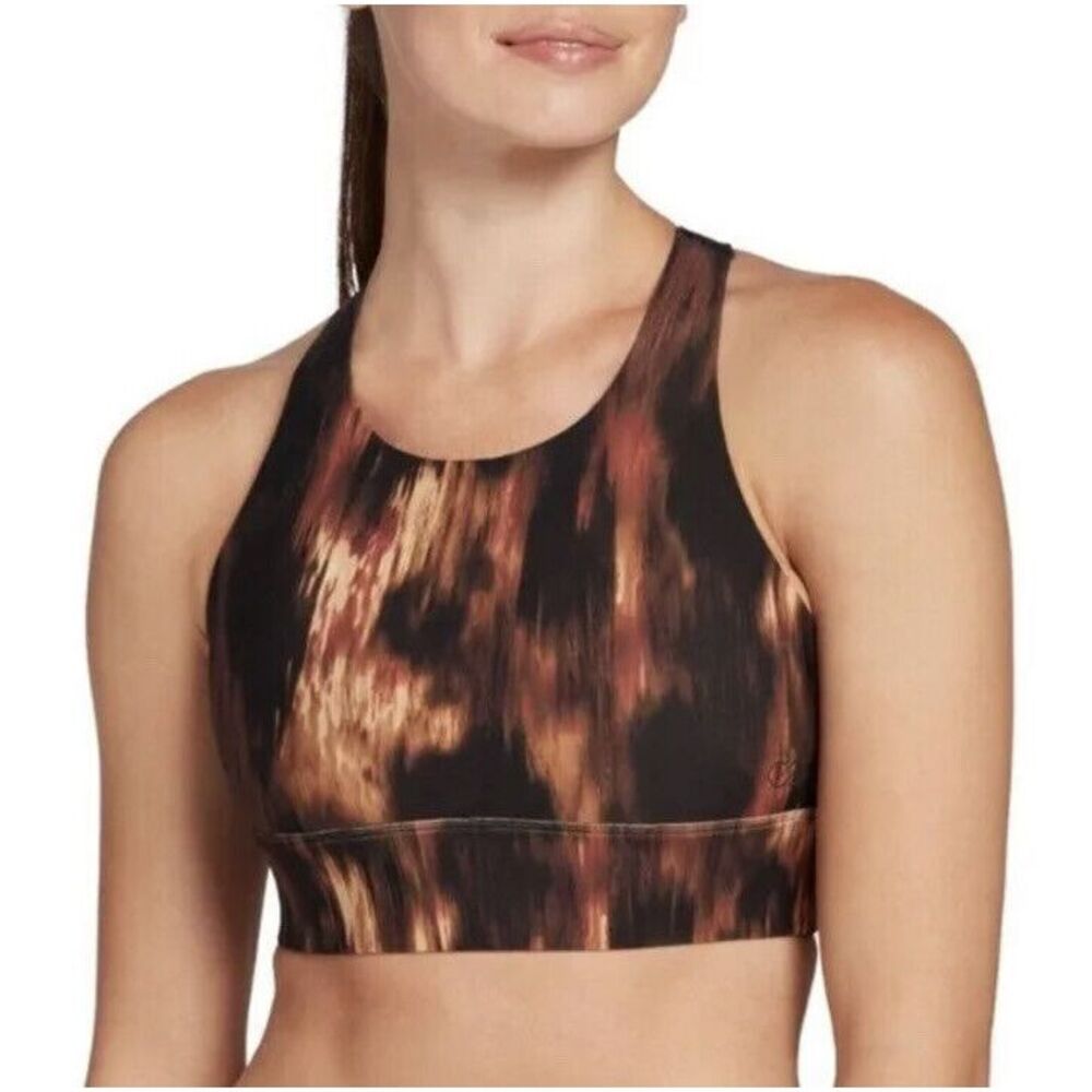 CALIA Women's Power Sculpt Mesh Longline Bra Animal Mineral Dust Size XS